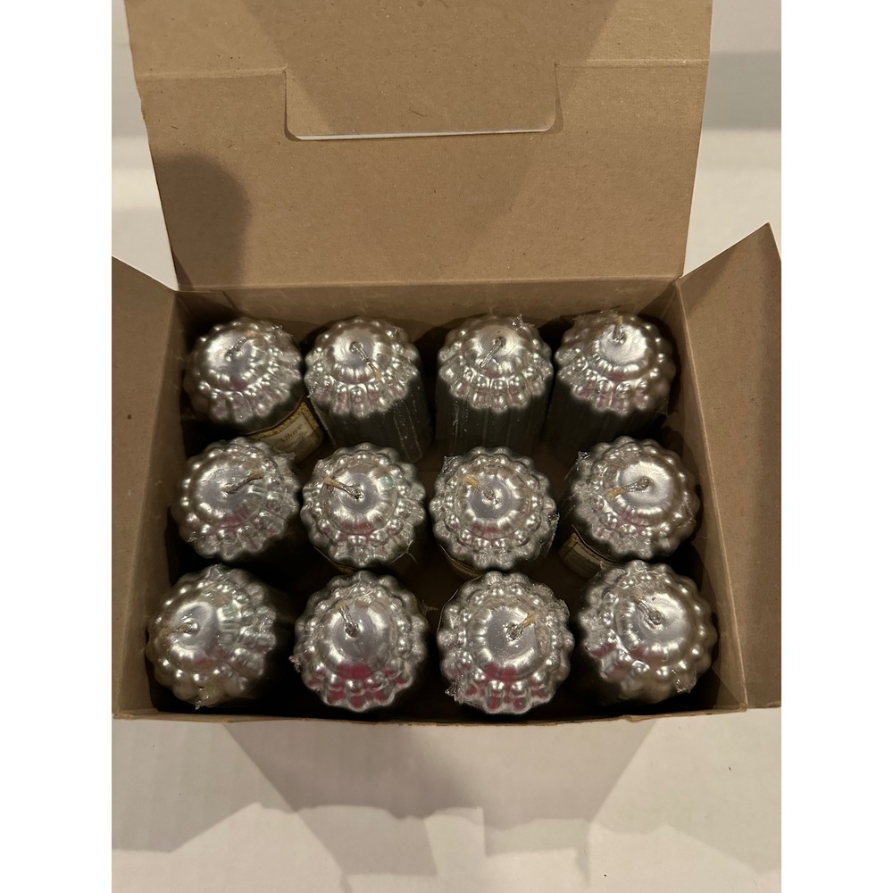 Set of 12 Allure Votive Candles Fluted Silver - Picture 7 of 7